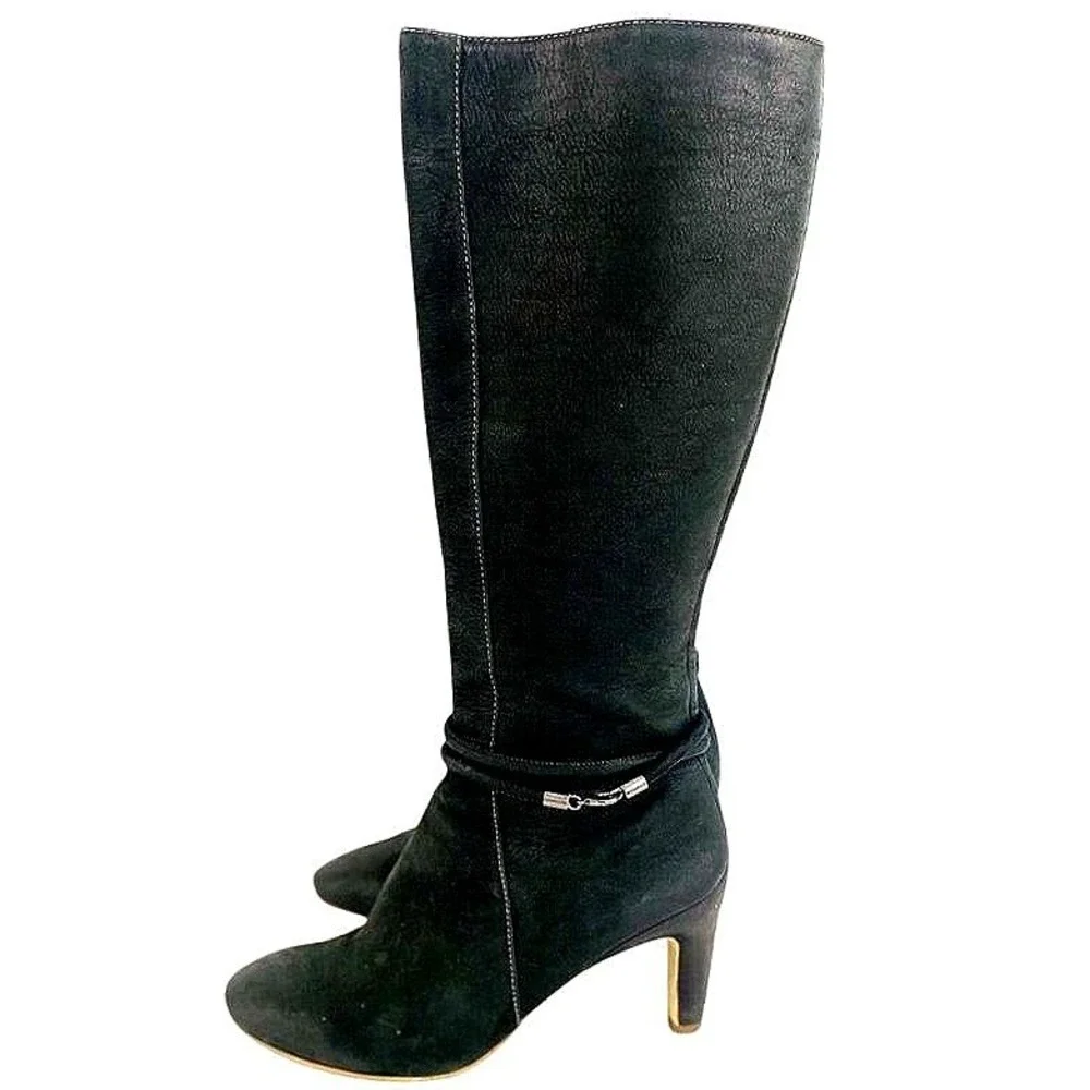 Ecco Tall Boots Nephi Zip‎ Black Suede Leather Womens 37 6/6.5 - Picture 3 of 16